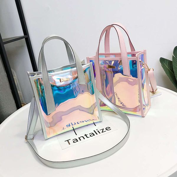 

summer transparent bag women fashion korean slant straddle shoulder ins jelly daughter hand