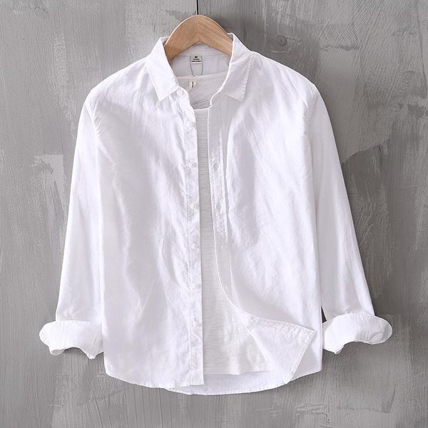 

men's casual shirts stand 2021 collar colorful long sleeve white pink blue yellow gray pure cotton causal men summer shirt male, White;black