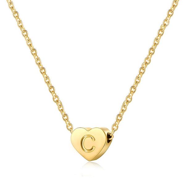 

1pcs the latest stainless steel necklace female love letter color preserving gold titanium collar bone chain chains, Silver