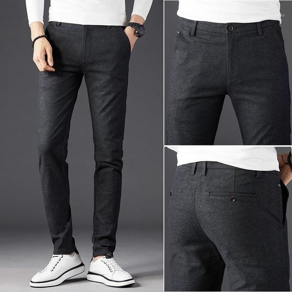 

classic style men's casual pants business fashion black blue elastic regular fit brand trousers clothes
