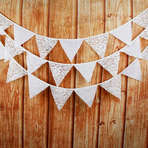 

party decoration 12 flags 3.2m lace tropical flower pennant for wedding birthday christening celebration decor streamers supplies