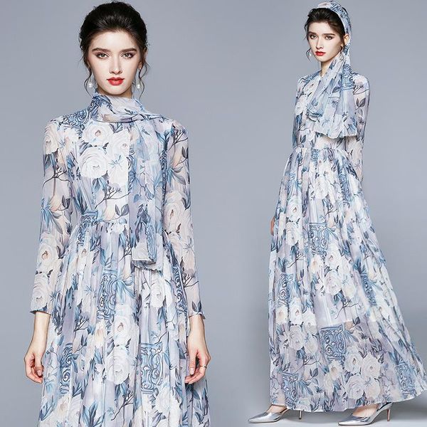 

casual dresses 2021 women vintage floral print female chic long sleeve slim elegant stripe ol midi dress, Black;gray