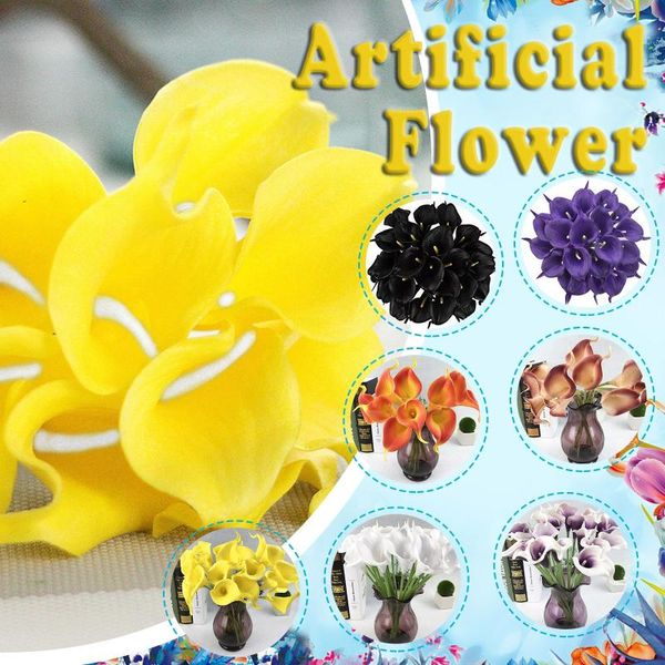 

10pc artificial flower tulips latex real bridal wedding bouquet pu fake for home office party decor decorative flowers & wreaths