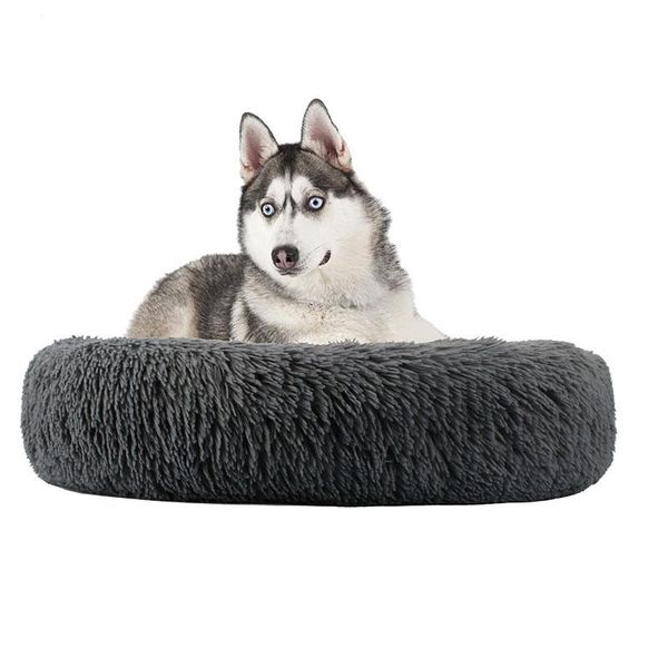 

kennels & pens pet bed house round dog super soft cushion cama perro waterproof kennel long plush cat baskets accessories