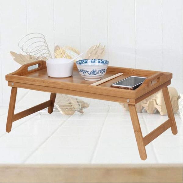 

kitchen storage & organization natural bamboo breakfast serving tray with handle in bed or use as a tv table foldable lapdesk