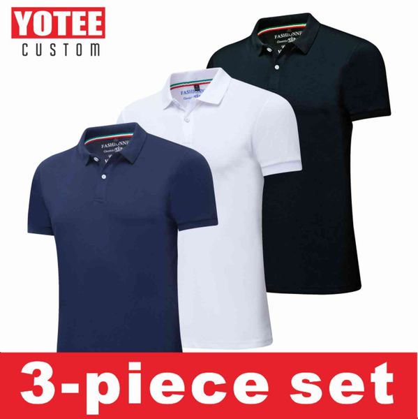 

men's fast drying polo, breathable short sve t-shirt, athletic perforce, 3-piece set, tight, classic, White;black