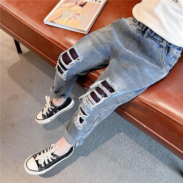 

jeans baby girl hole for girls casual style kids spring autumn clothes, Blue