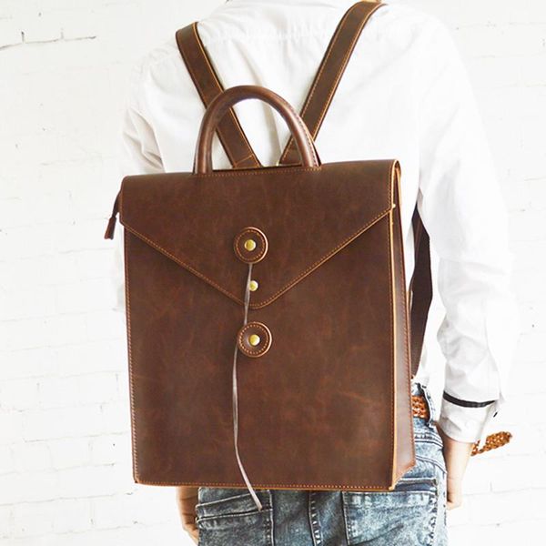 

backpack designer women men's crazy horse leather shoulder bag vintage lapclassic school travel crossbody bags