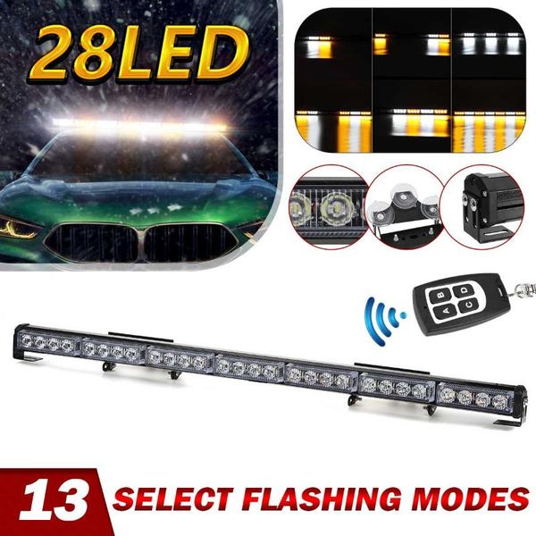 

working light 24/28/32led flashing warning bar 13 modes remote control beacon emergency strobe for car truck school bus trailer