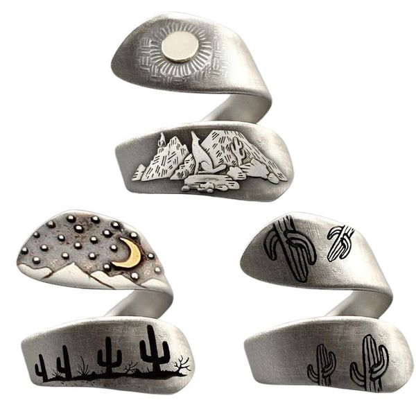 

female plated silver color hand-brushed winding ring mountain forest dandelion for women wedding rings, Slivery;golden
