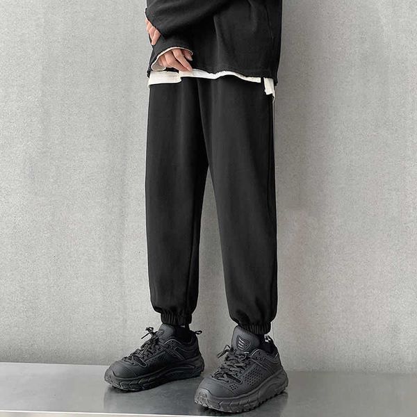 

extfine casual jogger pants men baggy sweatpants spring casual basic streetwear korean hip hop male straight trouser 210707, Black