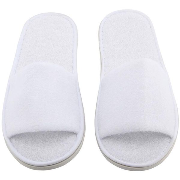 

slippers 20 pair white disposable spa el guest open toe towel indoor, Black