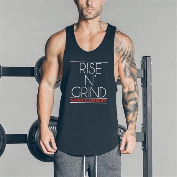 

brand fitness clothing mens tank bodybuilding stringer gyms vest men sleeveless shirts o-neck muscle shirt 210421, White;black