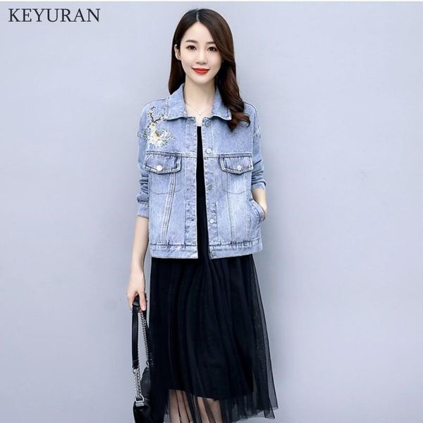 

women's jackets denim jacket coat flower embroidery fashion skinny spring autumn for women clothes baby korea outwear, Black;brown