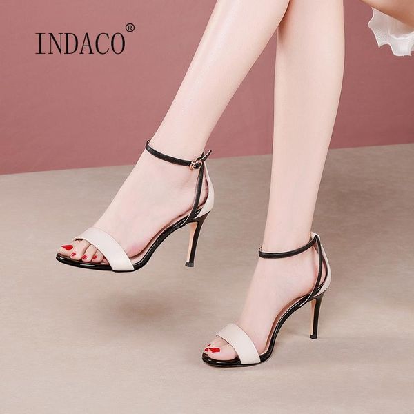

women sandals shoes woman summer high heels 2021 leather fashion, Black