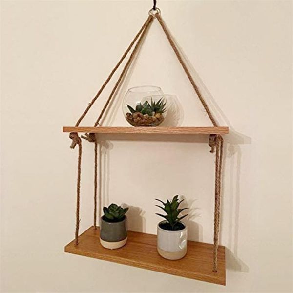

other home decor simple design shelves wood swing hanging rope wall shelf mounted plant flower pot rack living room decoration