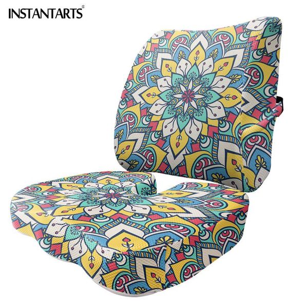 

seat cushions instantarts mandala prints soft pillow cushion memory foam back side pocket storage comfortable backrest breathable