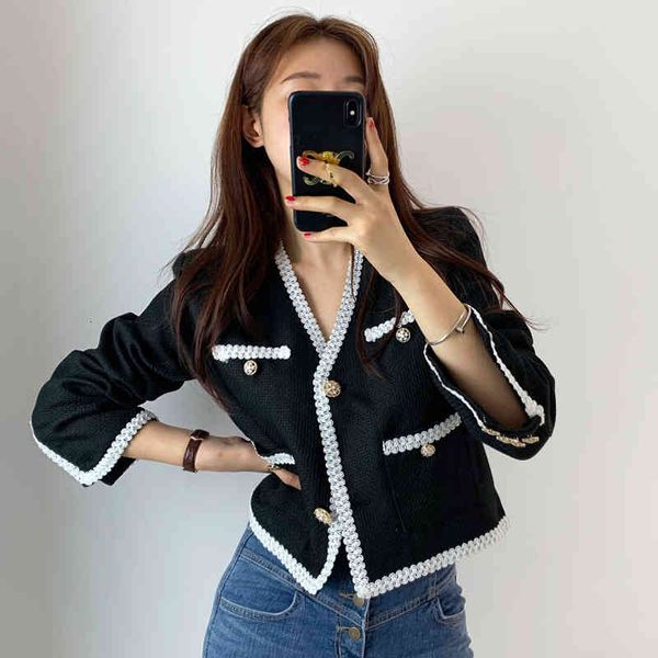 

jacket korean style autumn winter short coat white blackl long sleeve single breasted slim minimalist jacket casual outerwear elegant os01 o, Black;brown