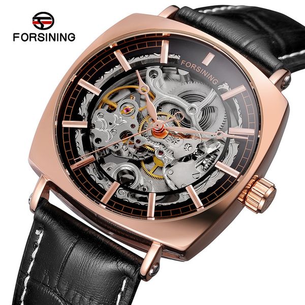 

clock fire luxury skeleton waterproof man 012, Slivery;brown
