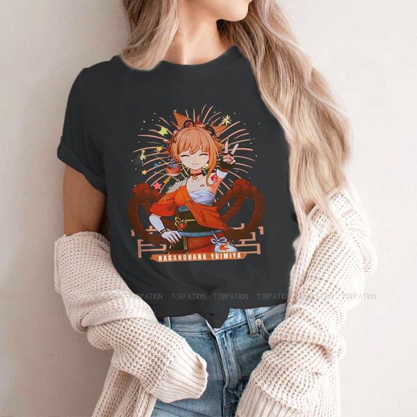 

women's t-shirt naganohara yoimiya women tshirt for girls genshin impact game tees fashion lady t shirt soft printed loose, White