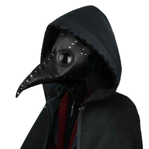 Maschere per feste Steel Master Black PU Bird Mask Cosplay Plague Punk Cool Devil Masks
