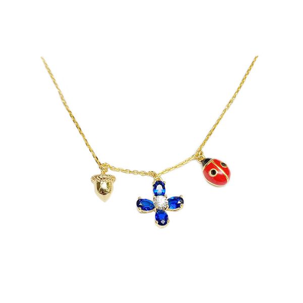 

ladies fashion jewelry jewelry new colorful ladybug pinecone flower multi drop signature personalized versatile necklace, Silver