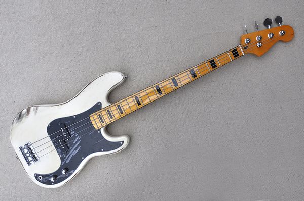 

vintage white 4 strings electric bass guitar with rosewood fingerboard,chrome hardware,provide customized services