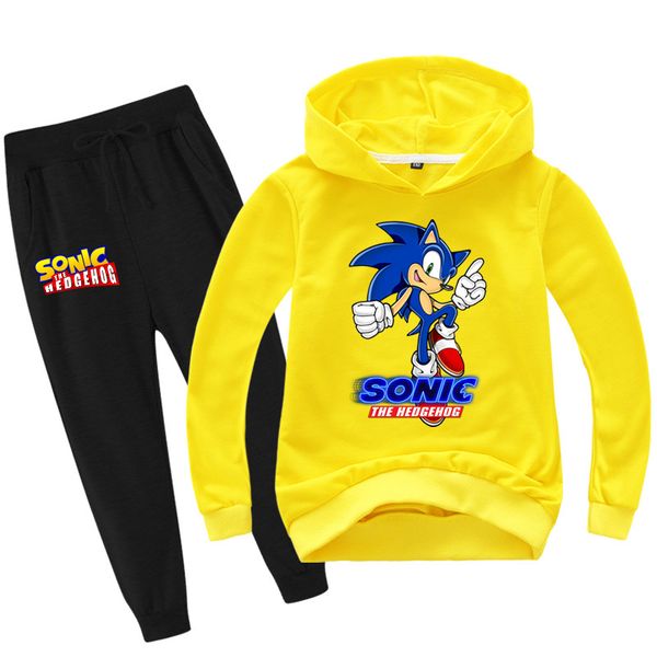

children new cartoon hedgehog print hoodie, sweater, wide mouth pants suit 5029, White