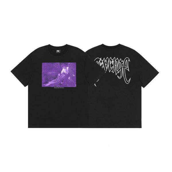 

revenge tide brand demon angel print hip hop loose short sleeve t-shirt men's and women's high street half, White;black