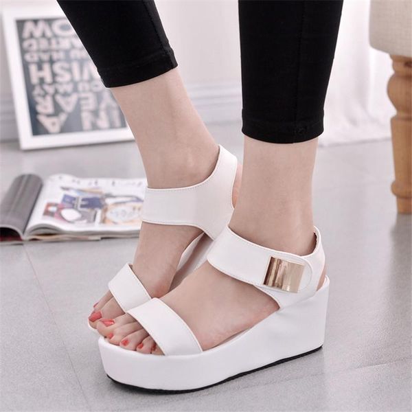 

sandals summer women platform high-heeled wedges fish toe shoes roman, Black