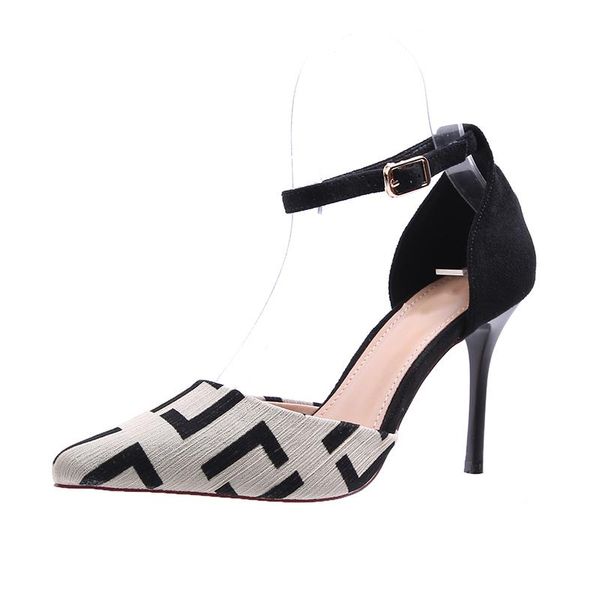 

summer fashion women 8.5cm high heels pointed sandals wedding prom strap shoes mixed colors scarpins stiletto fetish pumps, Black
