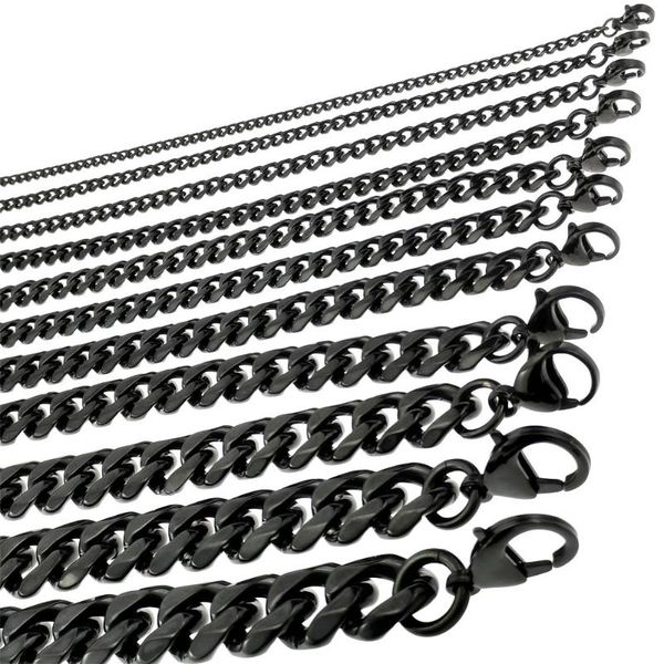 

link, chain fashion black color stainless steel bracelets for men punk curb cuban link on the hand jewelry gifts trend