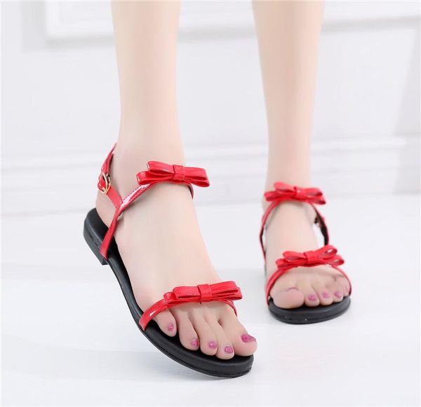 

sandals 2021 summer red white black bowtie sandal lolita lovely sweet flat party shoes butterfly-knot girls ladies