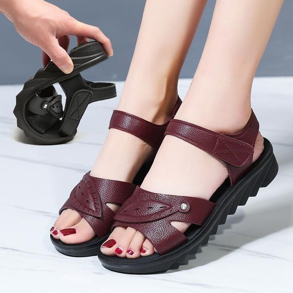 

sandals shoes women slippers summer 2021 flat heel women's sandales femmes, Black