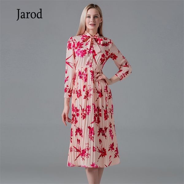 

fashion runway designer summer dress women's bow collar elegant pink floral print pleated vintage 210519, Black;gray