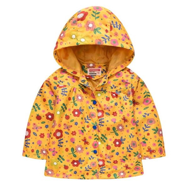 

girls' coat casual floral print hooded trench spring and autumn summer 2021 fashion kids 2 3 4 5 y jackets, Blue;gray