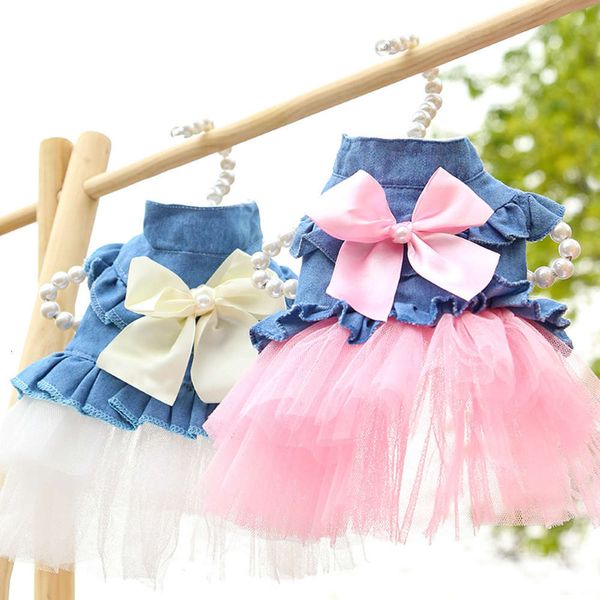 

spring, summer and autumn dog clothing pet products cat korean denim skirt spring
