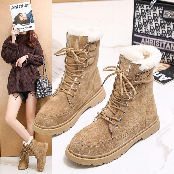 

boots 2021 women's shoes winter thickened snow high plush, Black