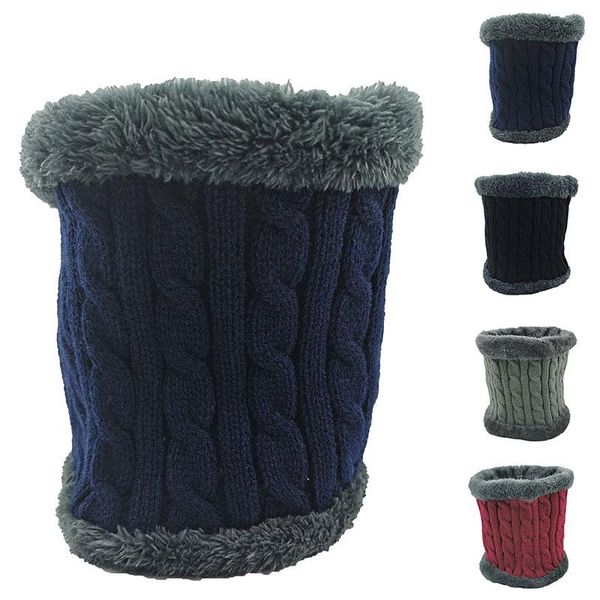 

scarves comfortable for boys winter knitting snood scarf plus velvet inside warm collar ring women men, Blue;gray
