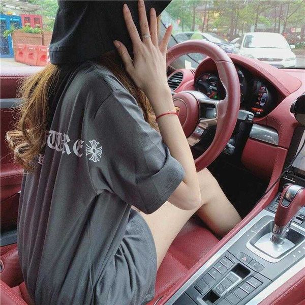 

new body short sleeve t-shirt 2021 missing lower summer for female students, White