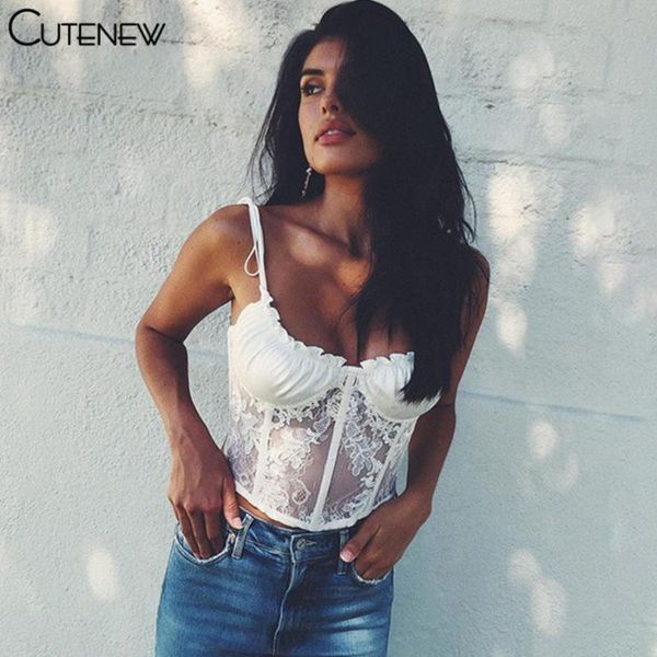 

women's tanks & camis cute low cut v-neck backless lace ruffle strap tank women summer casual slim fashion wild streetwear female, White