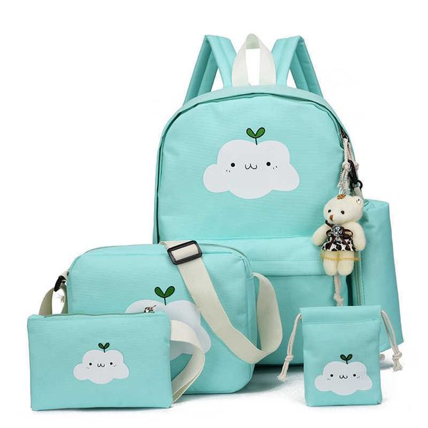 Mulheres lona 5 pçs / set escola mochilas faculdade escola moda plecak para adolescente meninas mochila moclila bolsa de ombro x0529