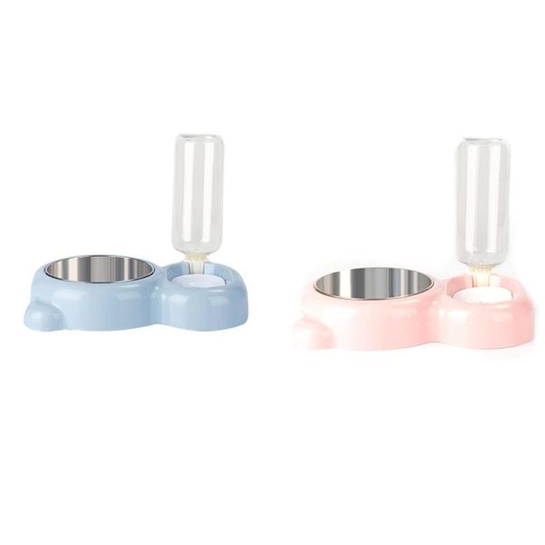 

dog bowls & feeders pet stainless steel double bowl moisture-proof mouth red panda automatic feeding drinking and