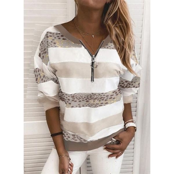 

woman zipper tshirts christmas print fashion casual o-neck long sleeve elegant pullover t-shirt streetwear female plus size 210324, White
