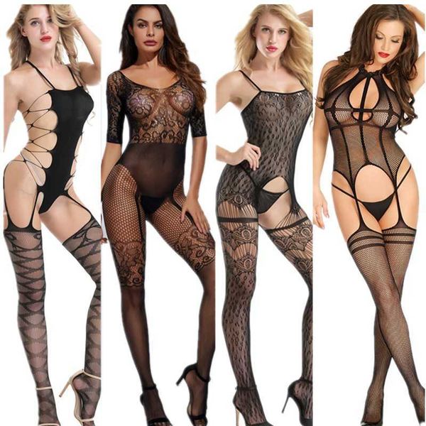 Lingerie sexy Orsacchiotti Biancheria intima elastica nera Costumi sexy Hot Intimo Body Suit Donna Camicia da notte Kimono Sottovesti Dobby GOYHOZMI