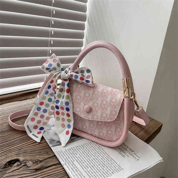 

designer sale french women's bag 2022 new fashion canvas one shoulder straddle hand summer fresh sweet silk scarf