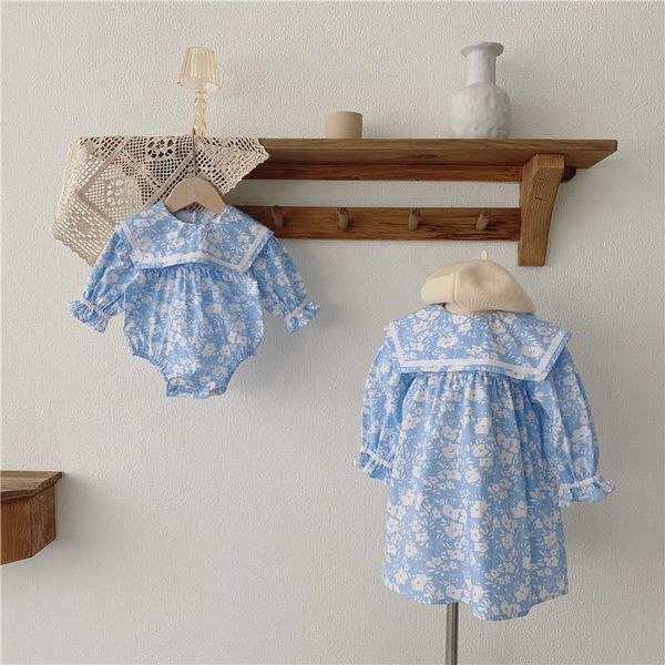 

milancel 2021 autumn new kids clothes sailor collar drfloral newborn bodysuit korean girls outfits x0803, Red;yellow