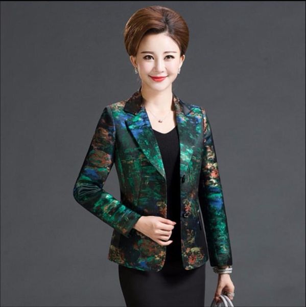 

spring l-4xl and autumn women fashion slim printing small suits dress middle-aged short paragraph jacket mother blazers coat women's &, White;black
