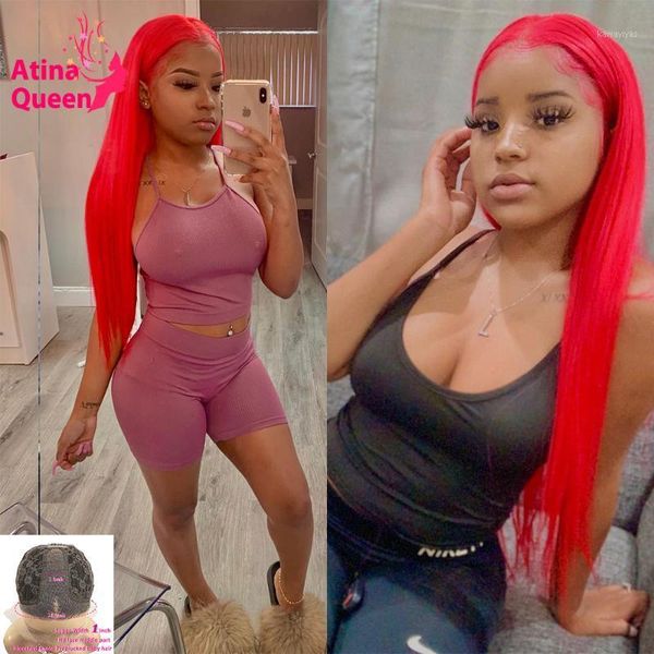

red color lace front wig perruque burgundy straight hd transparent human hair pre plucked with baby brazilian remy1, Black;brown