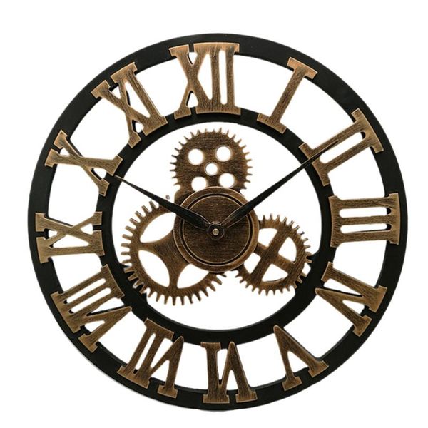 

wall clocks industrial gear clock decorative style (30cm golden shipment without battery)
